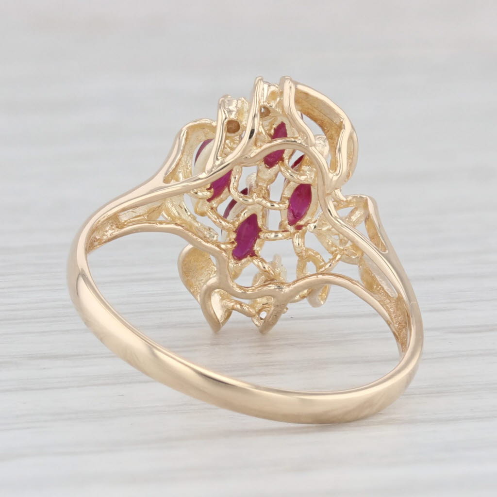 Light Gray 0.60ctw Ruby Cluster Ring 14k Yellow Gold Size 7.25