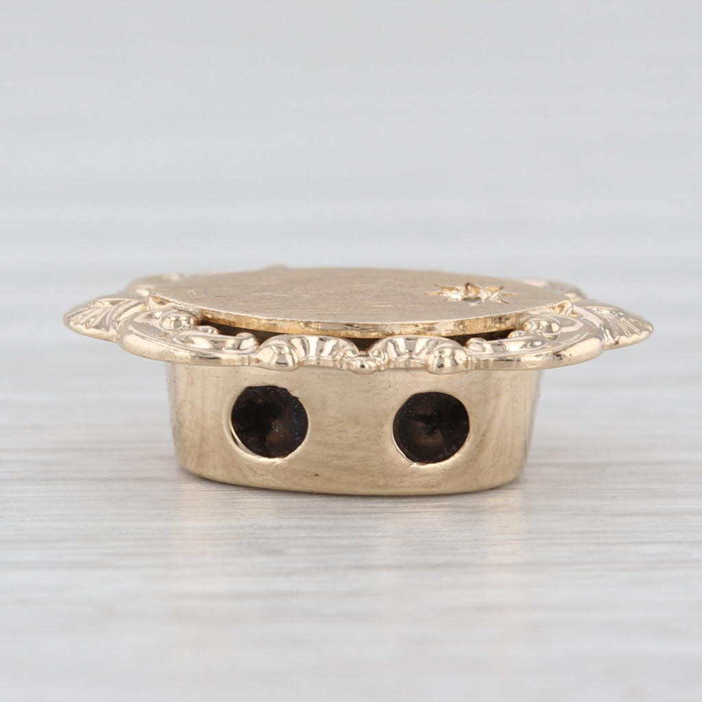 Light Gray Vintage Engraved Initial S Diamond Slide Bracelet Charm 10k Yellow Gold