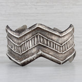 Gray Southwestern Cuff Bracelet Sterling Silver Sand Cast Texture Vintage Statement