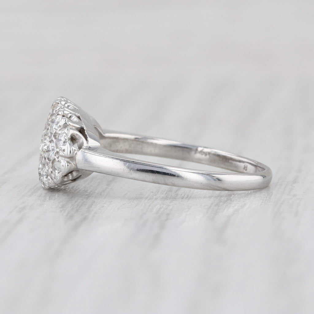 0.65ctw Diamond Cluster Princess Ring 14k White Gold Size 7