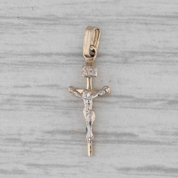 Small Crucifix Cross Pendant 14k Yellow White Gold Religious Jewelry