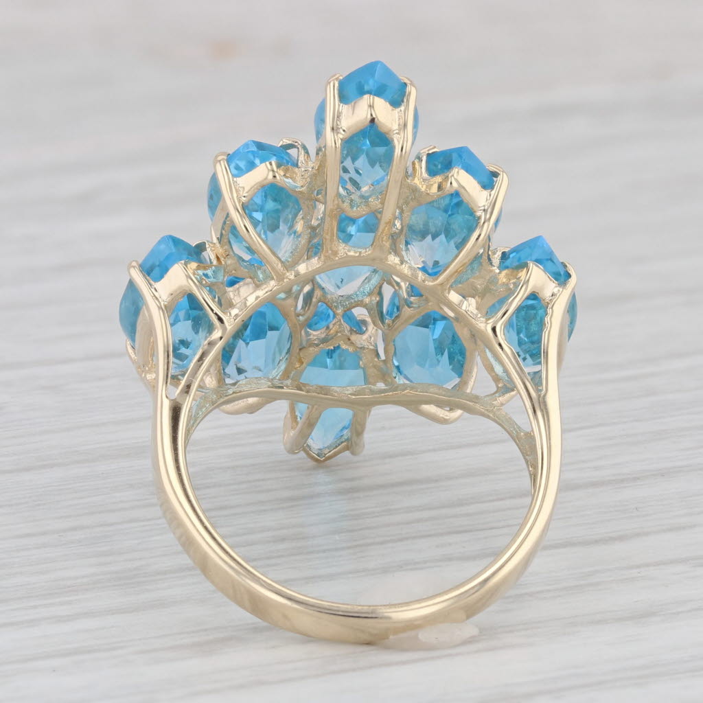 Gray 11.70ctw Blue Topaz Cocktail Cluster Ring 10k Yellow Gold Size 7