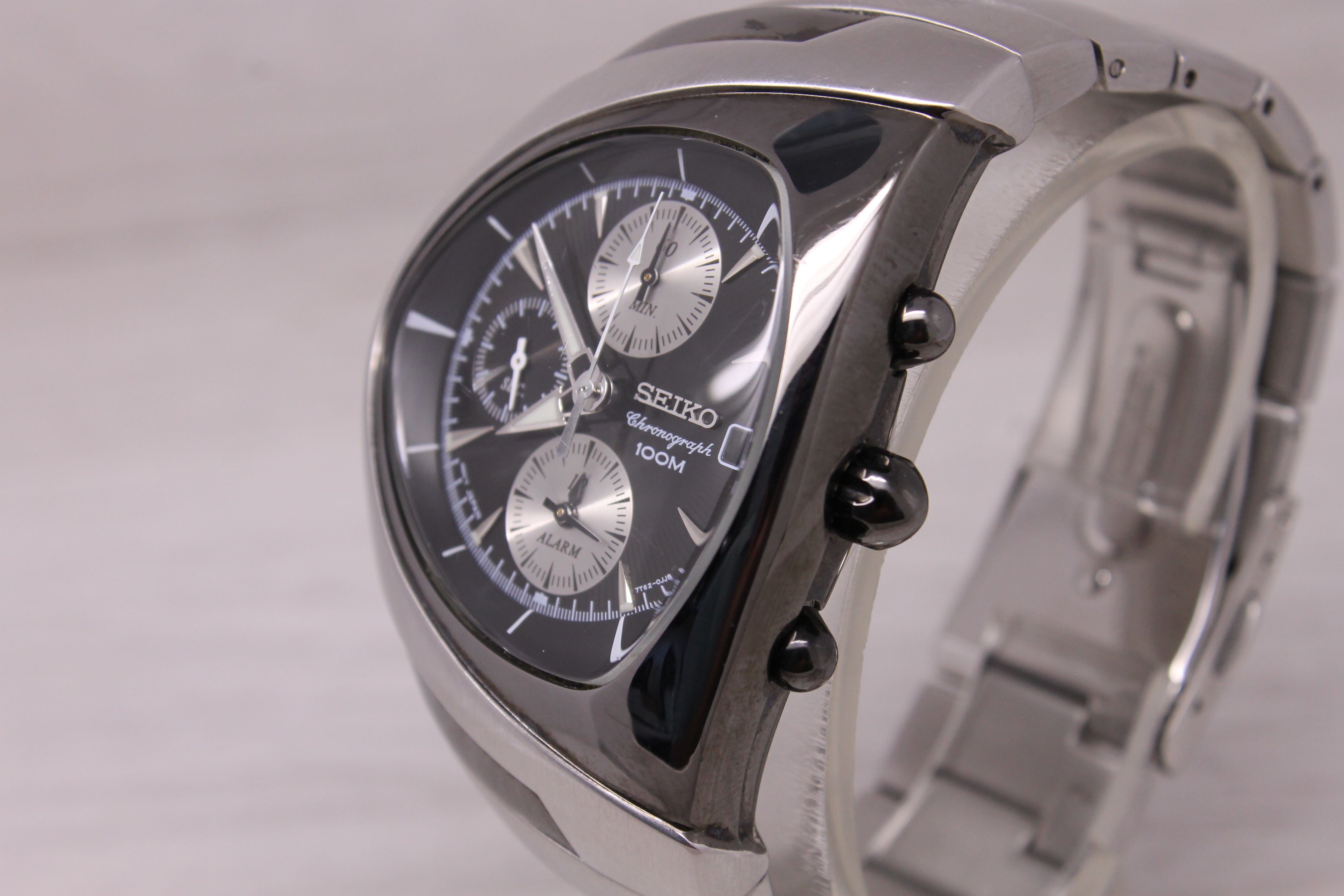 Seiko Elite Club 41mm Asymmetrical Chronograph Quartz Watch Steel Date 7T62-0GH0