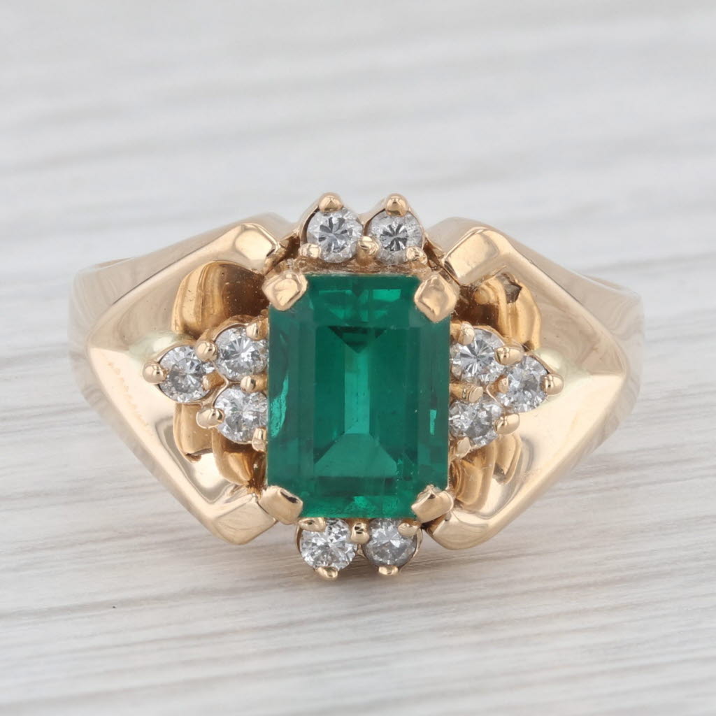 Light Gray 1.85ctw Lab Created Emerald Diamond Ring 14k Yellow Gold Size 7.75