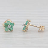0.40ctw Emerald Diamond Flower Stud Earrings 10k Yellow Gold