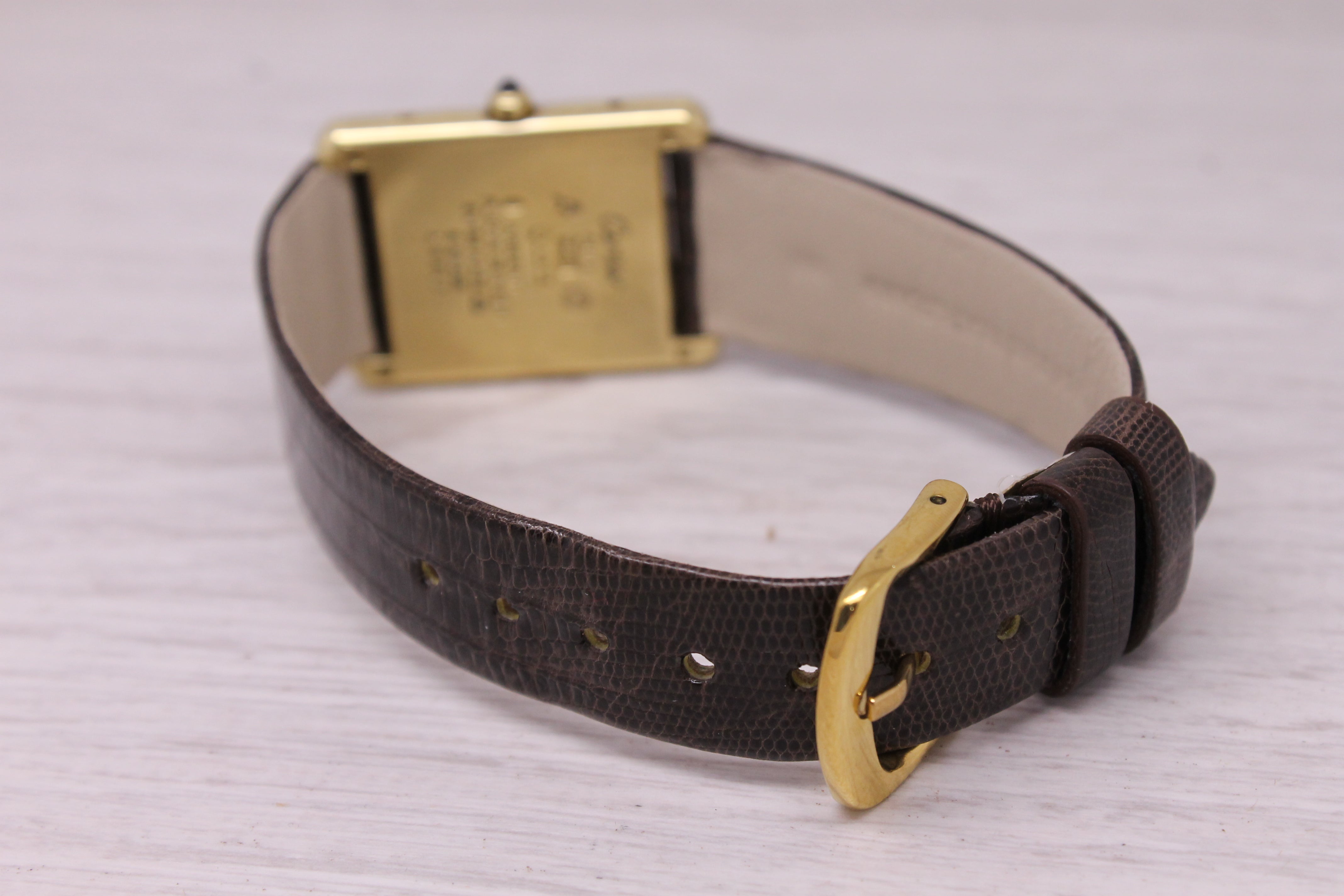 Vintage Must de Cartier Tank 23.5mm Gold Plated 925 Paris Quartz Wrist Watch