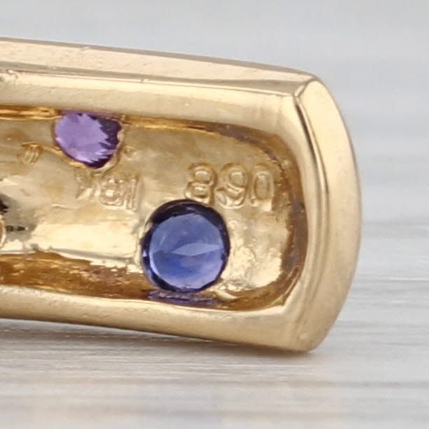 0.68ctw Multicolor Sapphire Polka Dots Drop Bar Pendant 18k Yellow Gold