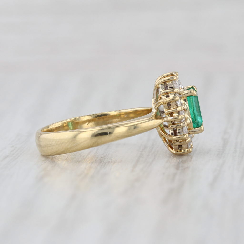 1.21ctw Emerald Diamond Halo Ring 18k Yellow Gold Size 5.75 Engagement