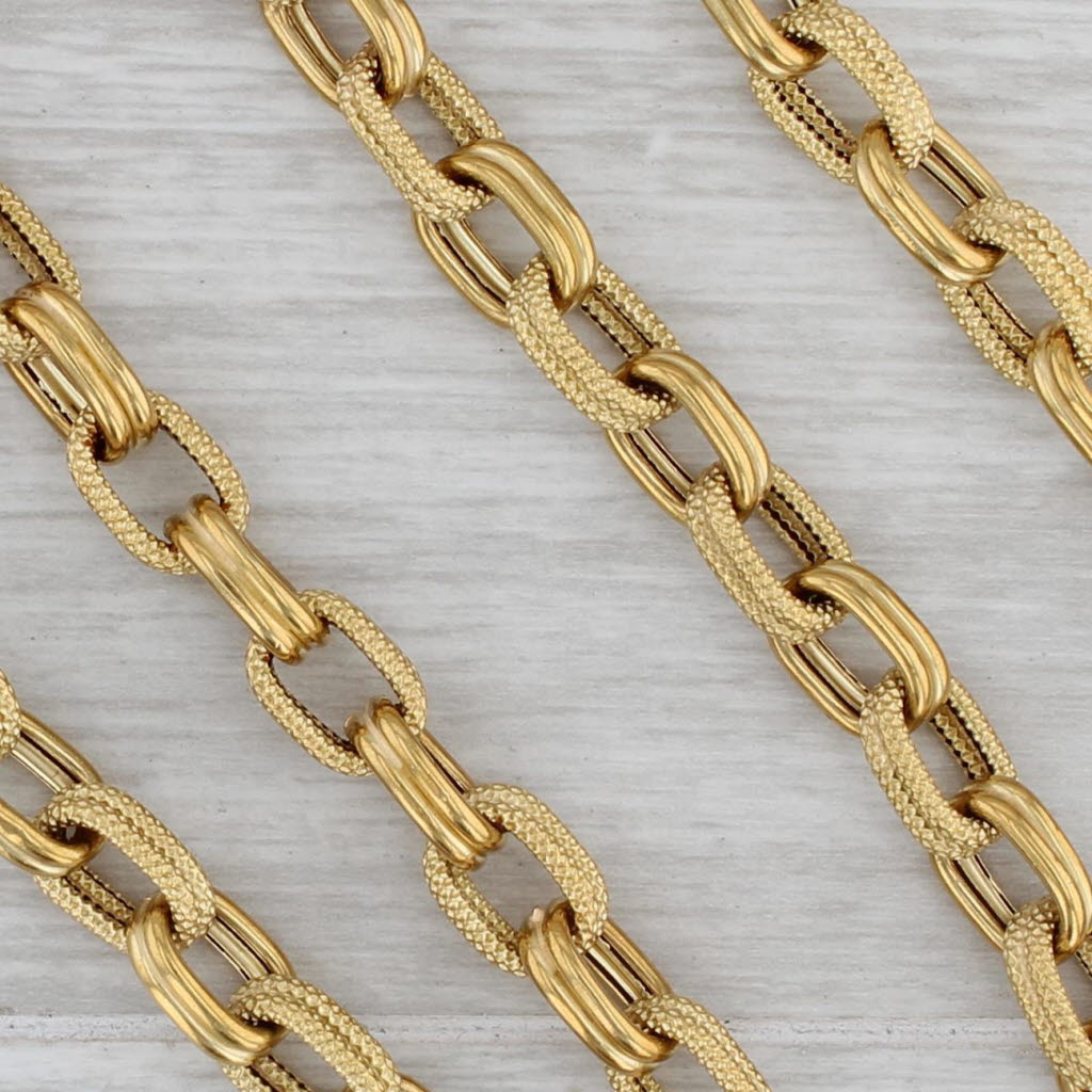 Gray Long Cable Chain Necklace 18k Yellow Gold 29.75" 6.7mm