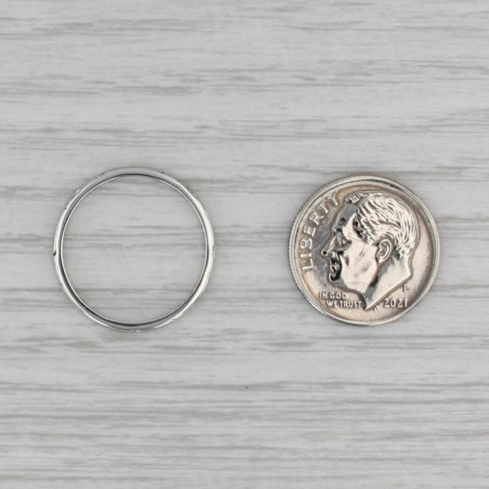 Antique Art Deco Wedding Band 900 Platinum Size 6.5 Stackable Ring Engraved
