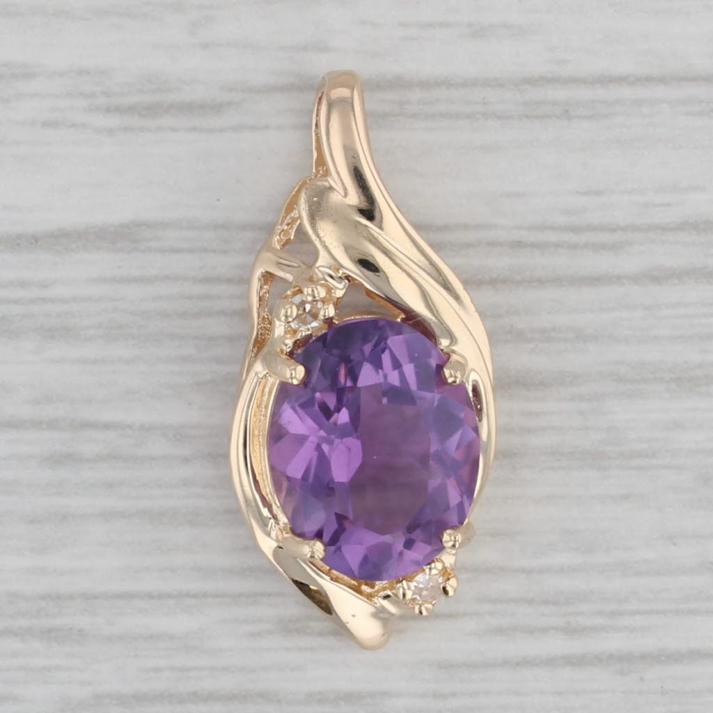 Gray 2.32ctw Amethyst Diamond Pendant 14k Yellow Gold