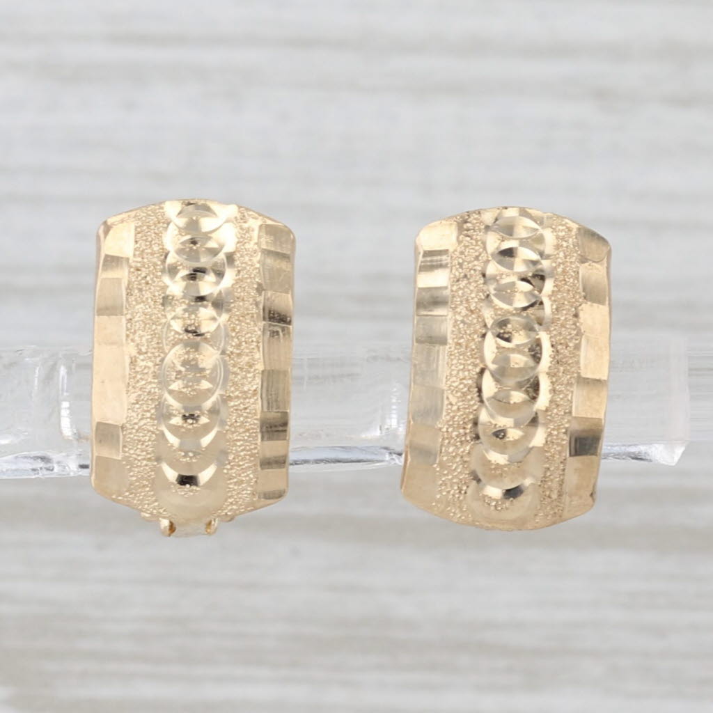 Small Textured Drop Earrings 18k Yellow Gold Snap Top Lever Backs