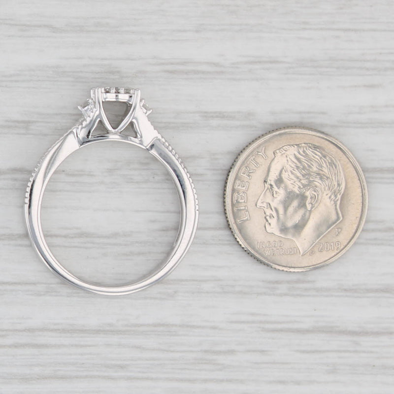 Light Gray 0.10ctw Diamond Ring 10k White Gold Size 7 Engagement
