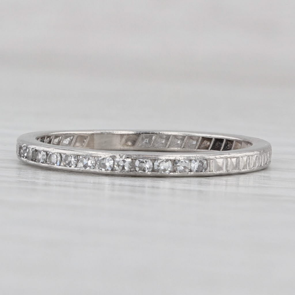 Art Deco Traub 0.15ctw Diamond Wedding Band Platinum Size 8 Stackable Ring