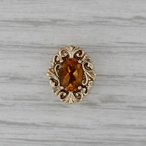 Vintage 0.70ct Citrine Solitaire Slide Bracelet Charm 14k Yellow Gold Ornate