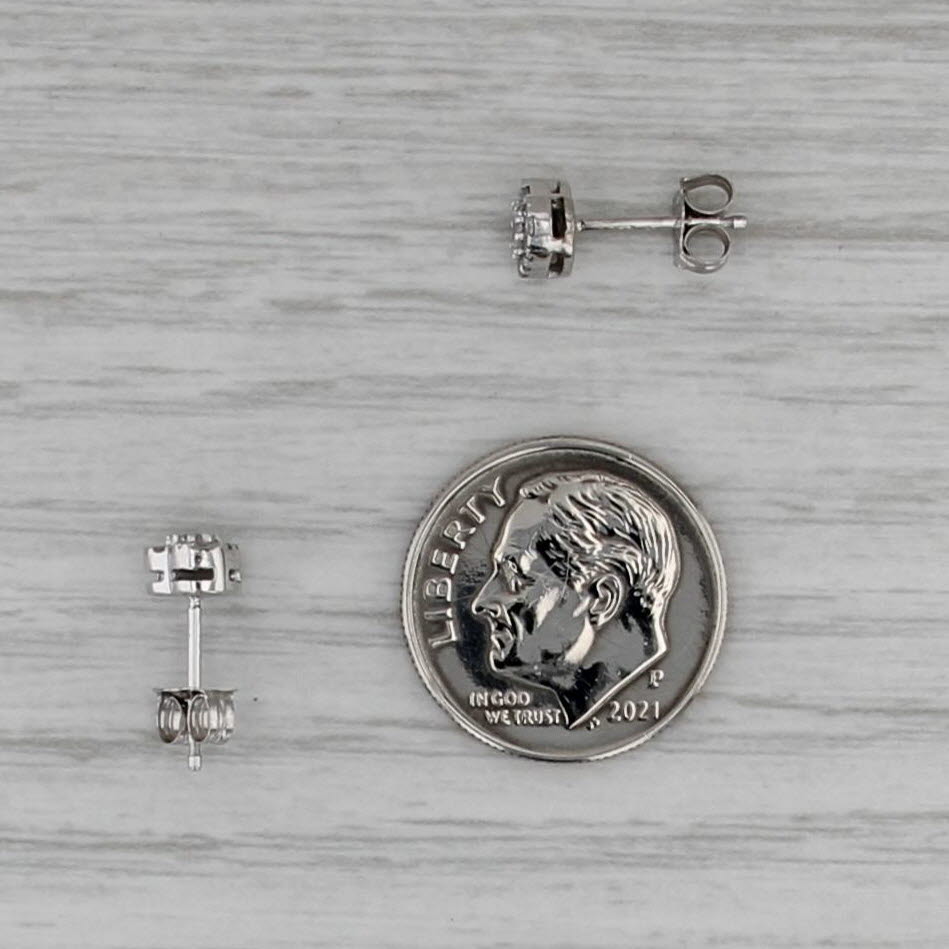 0.23ctw Diamond Halo Heart Stud Earrings 10k White Gold Studs