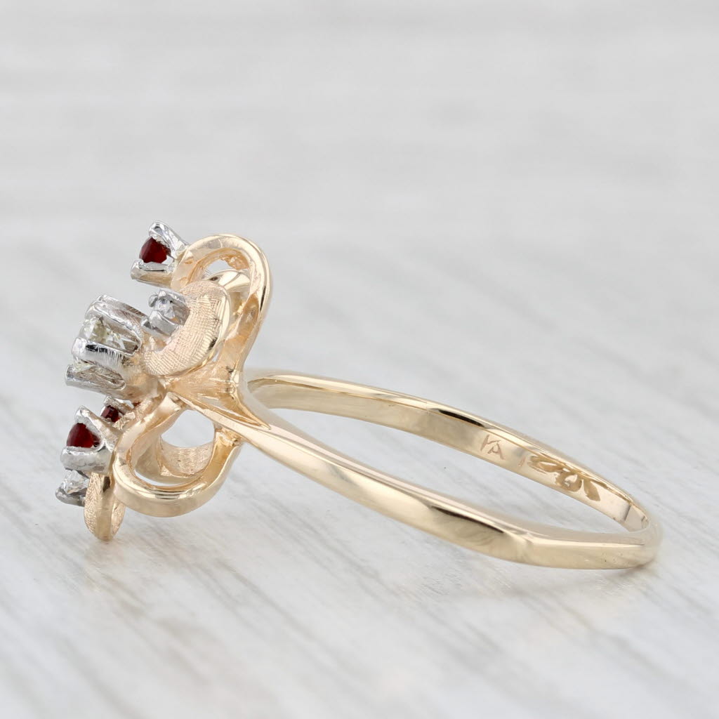 Light Gray 0.39ctw Diamond Lab Created Ruby Garnet Flower Ring 14k Yellow Gold Size 9