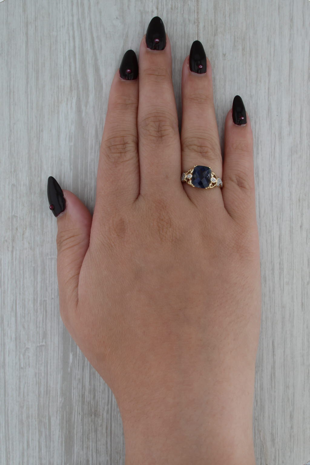 2.59ctw Blue Iolite Diamond Ring 10k Yellow Gold Size 8