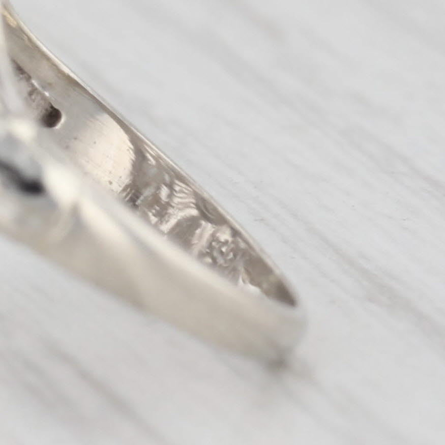 Light Gray 0.23ct Diamond Solitaire Filigree Ring 14k White Gold Size 3.5 Vintage Art Deco