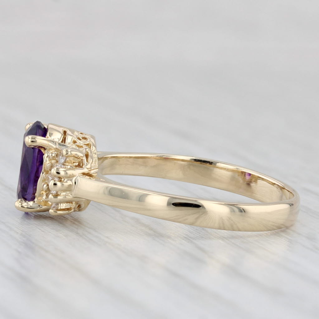 Light Gray 1.80ctw Amethyst Diamond Ring 14k Yellow Gold Size 8.5