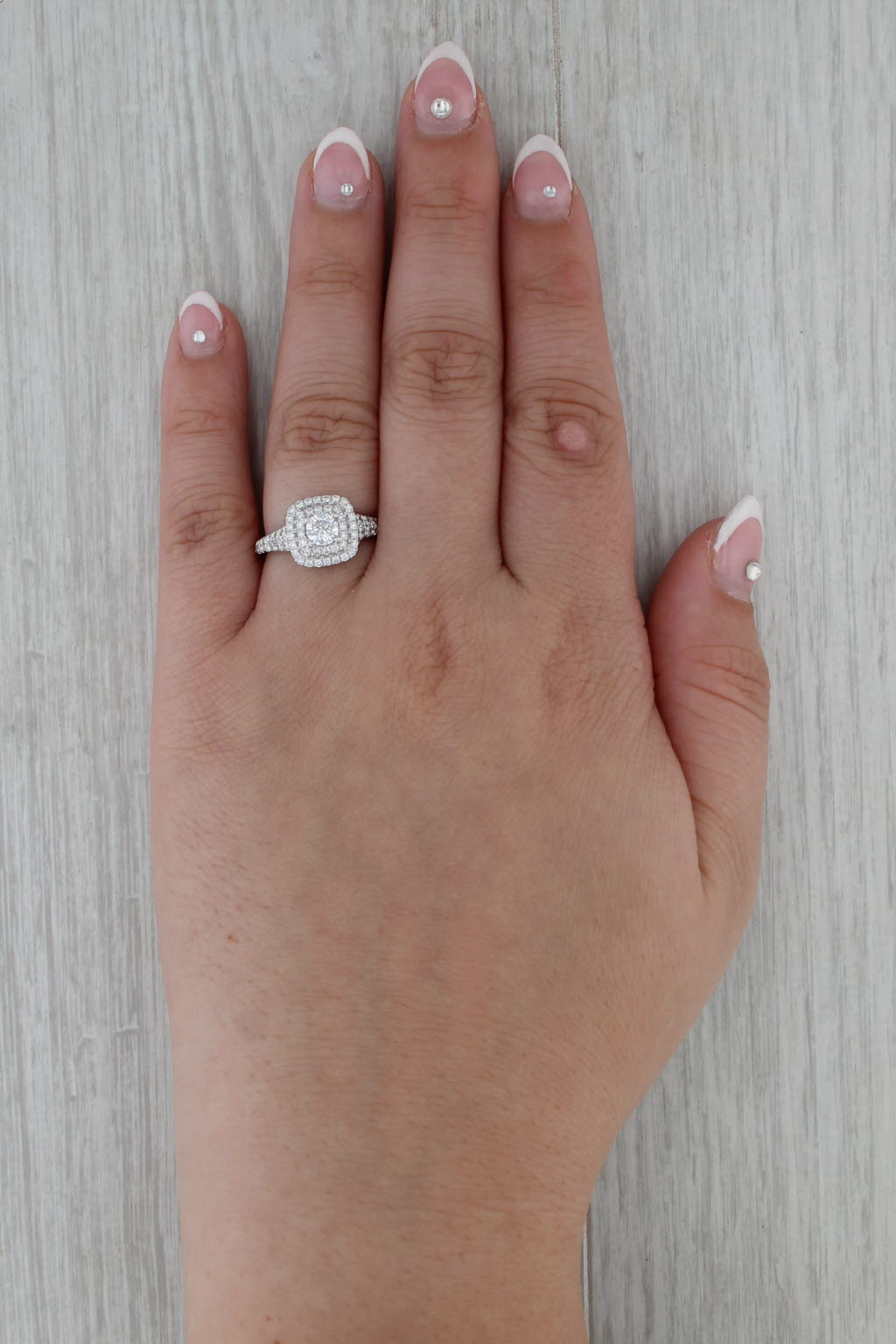 Gabriel & Co 1.05ctw Diamond Halo Engagement Ring 14k White Gold Size 7