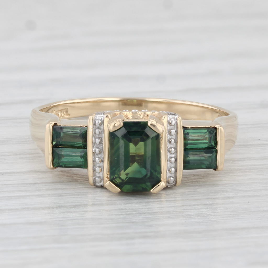 Light Gray 1.75ctw Green Sapphire Ring 14k Yellow Gold Size 9.25