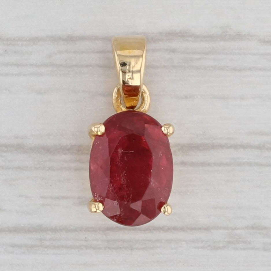 Gray 1.35ct Pink Tourmaline Pendant 18k Yellow Gold Oval Solitaire Drop