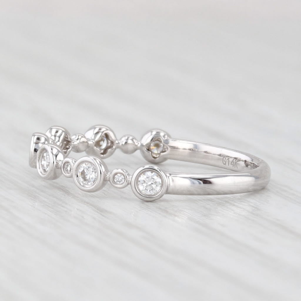 Light Gray New 0.20ctw Diamond Wedding Band 14k White Gold Stackable Anniversary Ring 6.5