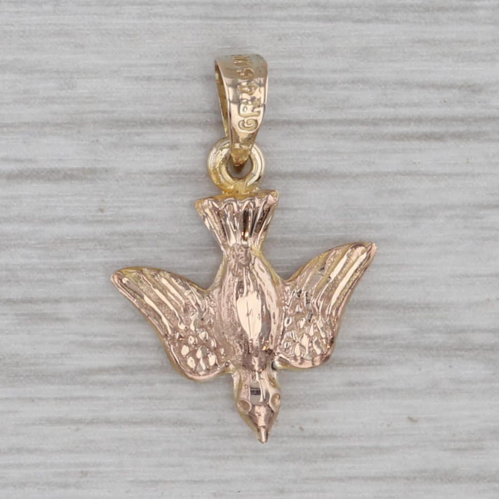 Vintage Small Bird Pendant 10k Yellow Gold Charm