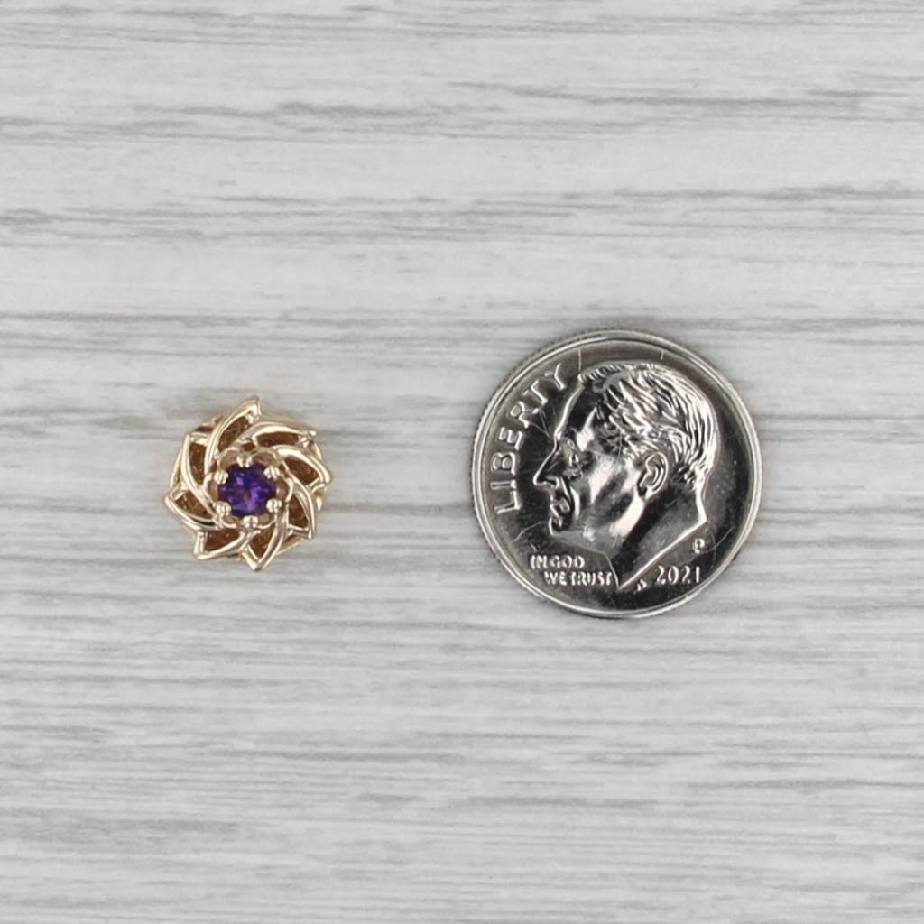 0.14ct Amethyst Flower Swirl Slide Bracelet Charm 14k Gold Archer Hallmark