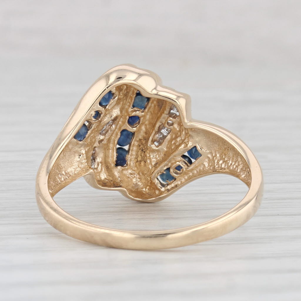 Light Gray 0.48ctw Blue Sapphire Diamond Zig Zag Ring 14k Yellow Gold Size 9.5