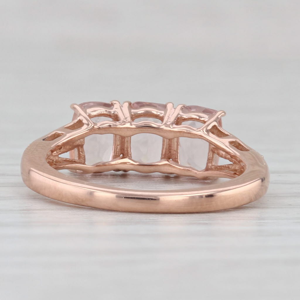 Light Gray 1.78ctw 3-Stone Morganite Diamond Ring 10k Rose Gold Size 5 COA