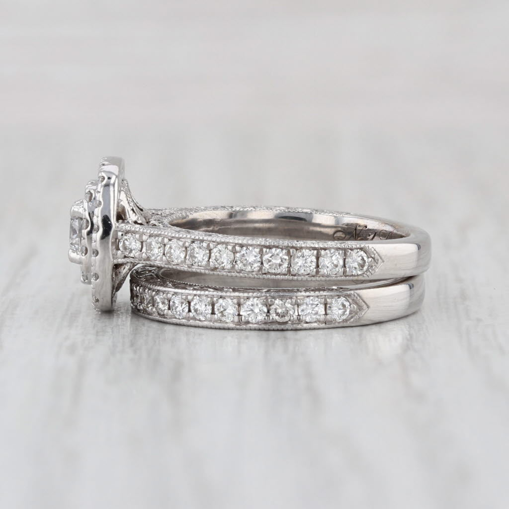 Neil Lane 1.16ctw Diamond Halo Engagement Ring Wedding Band Bridal 14k Gold