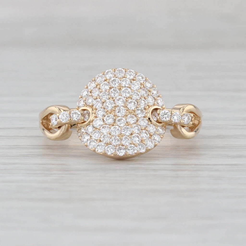 Sonia B 0.95ctw Diamond Pave Disk Lin Ring 14k Yellow Gold Size 10.25 R9053