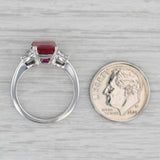 3.43ctw Emerald Cut Ruby Diamond Ring 14k White Gold Size 6 GIA Engagement