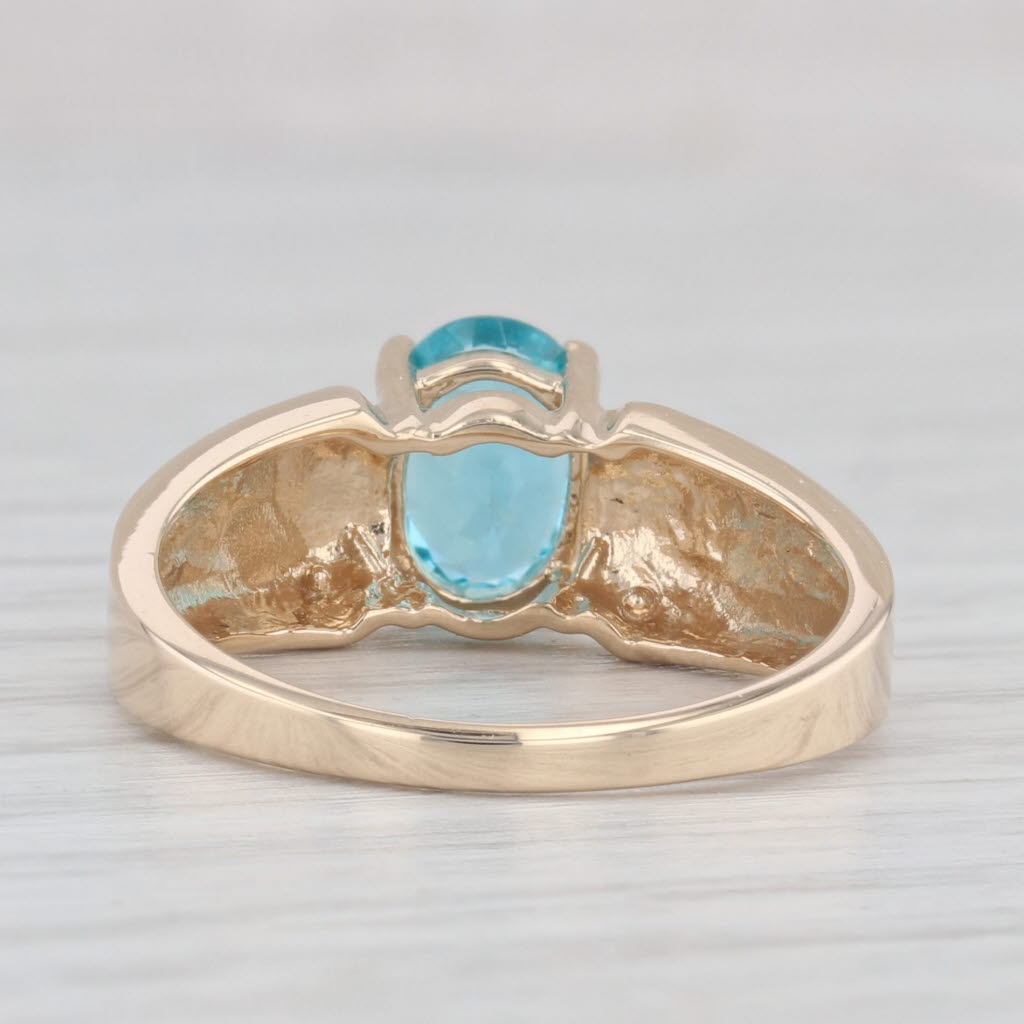 Light Gray 1ct Light Blue Apatite Oval Solitaire Ring 14k Yellow Gold Size 7