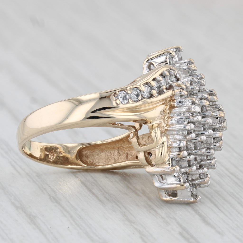 Light Gray 1.78ctw Diamond Cluster Ring 10k Yellow Gold Cocktail Size 7.25