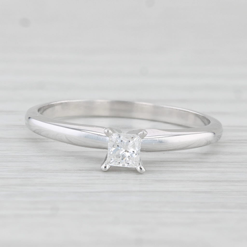 Light Gray 0.25ctw Princess Solitaire Engagement Ring 10k White Gold Size 6.75