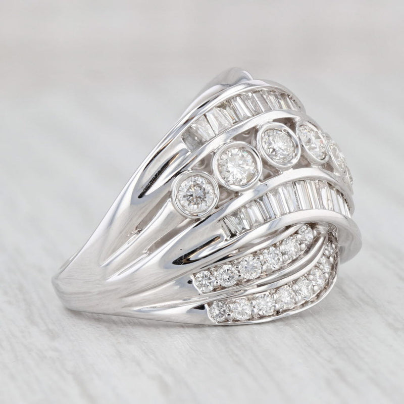 Light Gray New 2.10ctw Diamond Overlay Ring 14k White Gold Size 7 Cocktail