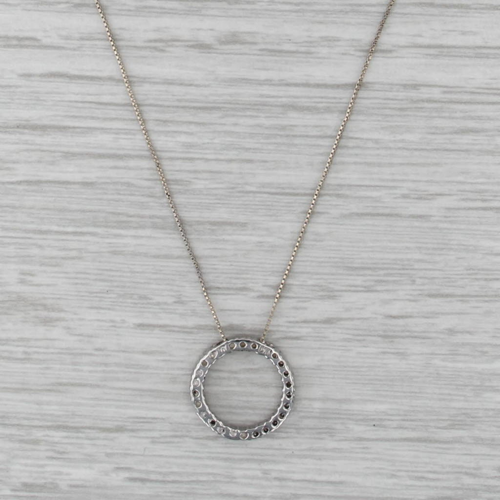 0.25ctw Diamond Eternity Circle Pendant Necklace 14k White Gold 19.5" Box Chain