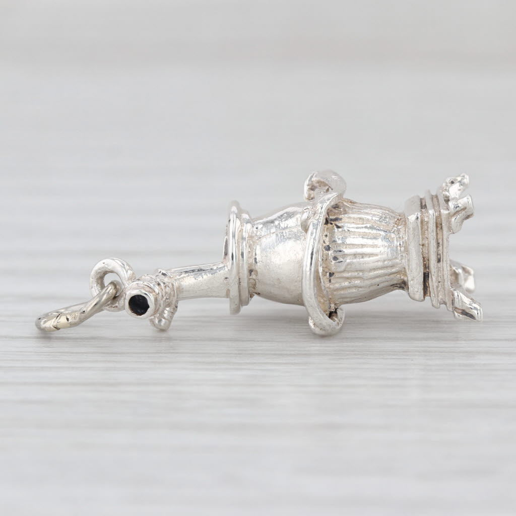 Vintage Old Timey Heater Stove Charm Sterling Silver 3D Pendant