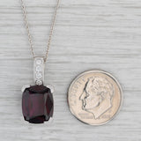 Gray 6.25ctw Almandine Garnet Tourmaline Diamond Pendant Necklace 14k White Gold 16"