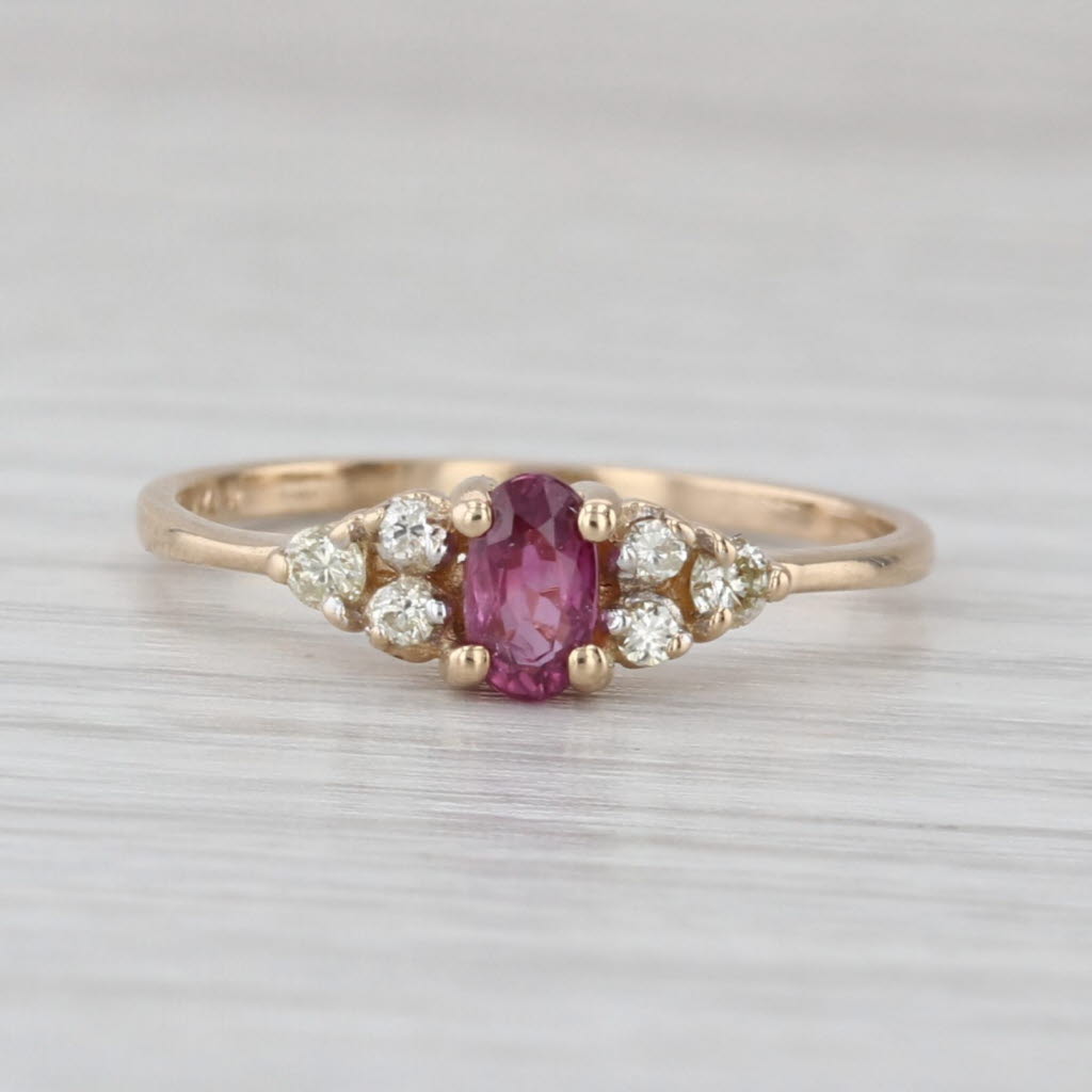 0.40ctw Oval Ruby Diamond Ring 14k Yellow Gold Size 6