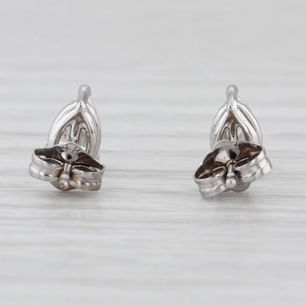 Small 0.72ctw Diamond Stud Earrings 14k White Gold Pear Solitaire Studs