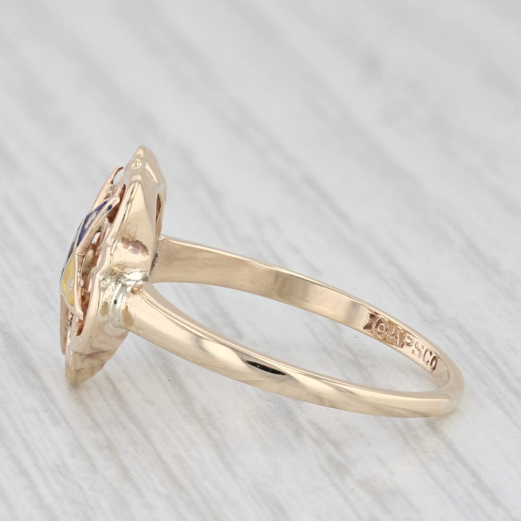 Light Gray Vintage Order Eastern Star Ring 10k Yellow Gold Size 6.5 Masonic Women PSCo