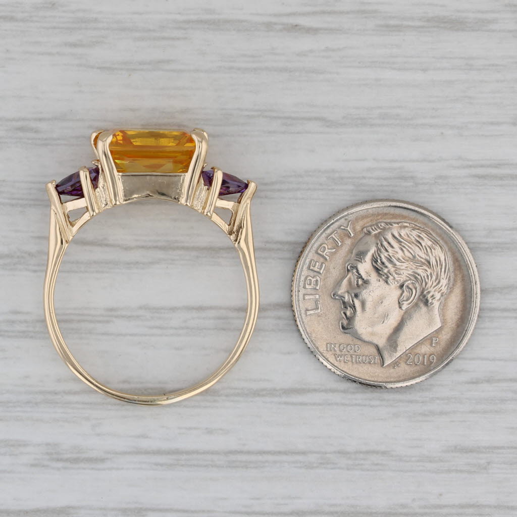 Gray Yellow Purple Cubic Zirconia Ring 14k Yellow Gold Size 8.25