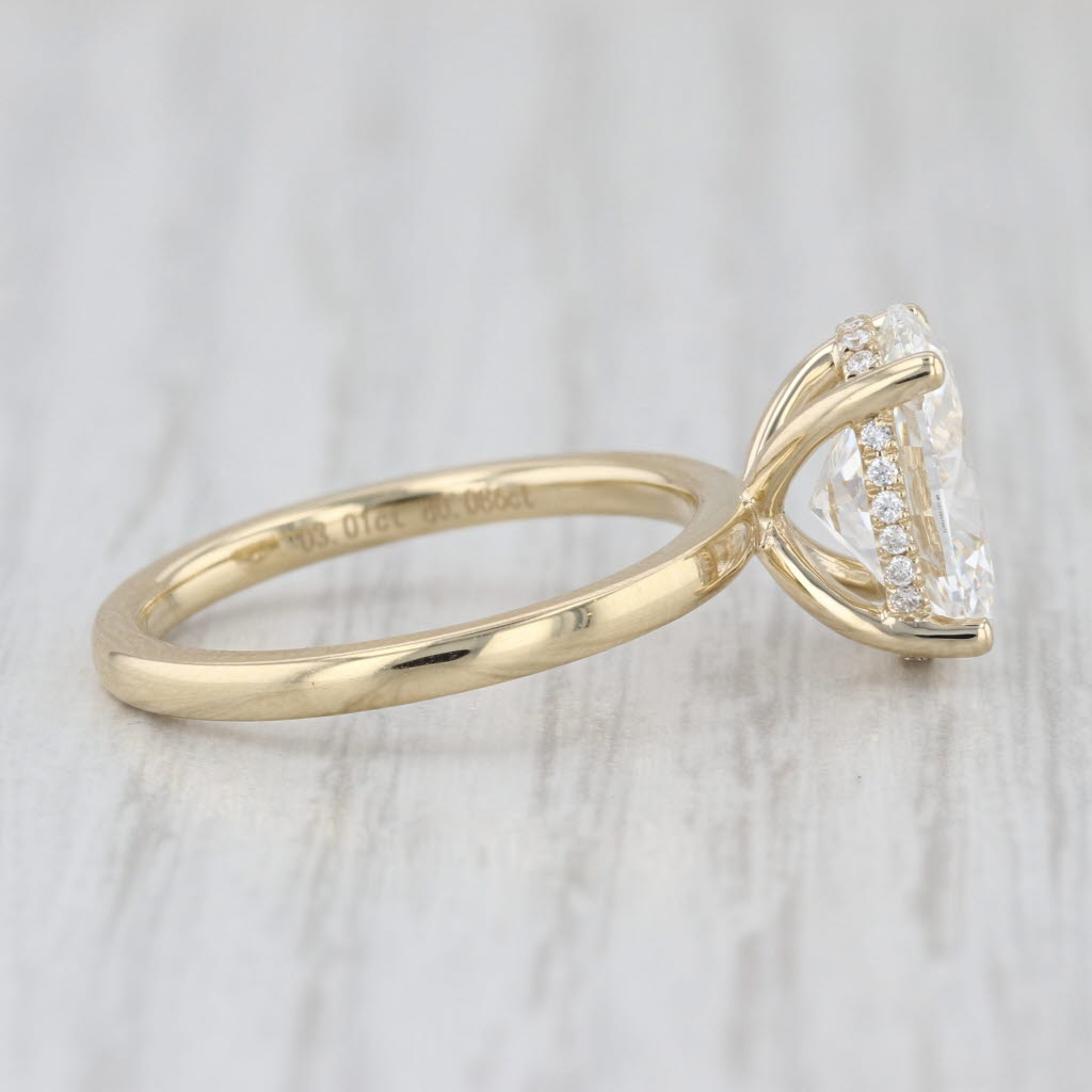 New IGI 3.09ctw Oval Halo Lab Grown Diamond Engagement Ring 14k Yellow Gold