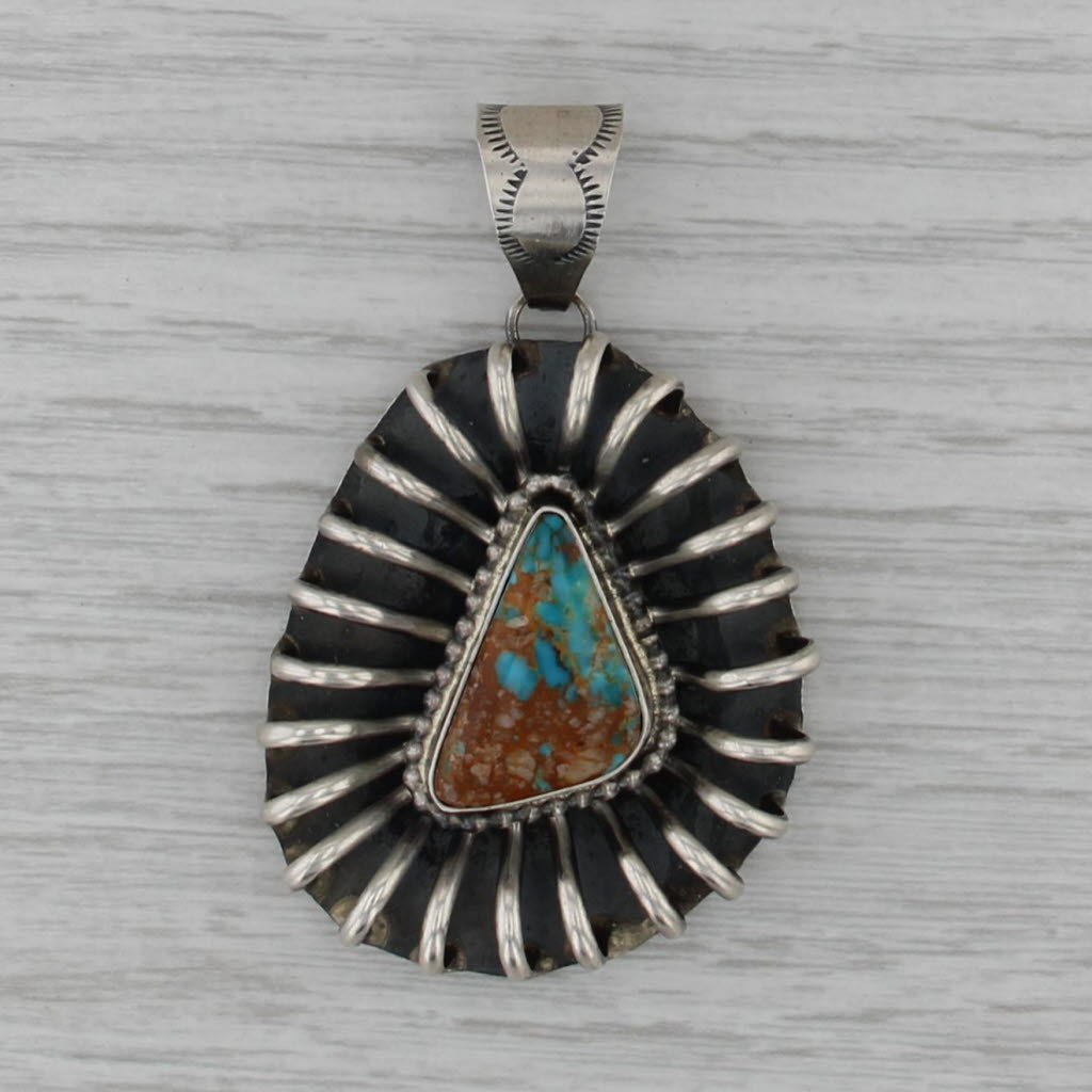 Betta A Lee Vintage Navajo Chrysocolla Pendant Sterling Silver Native American