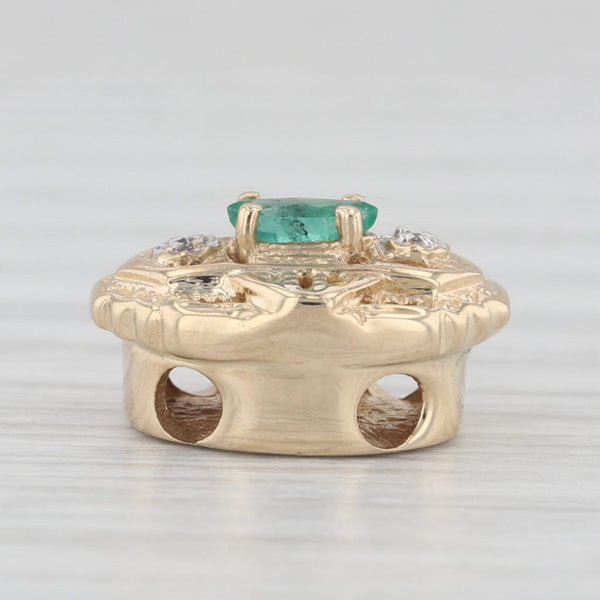 Light Gray Richard Klein 0.18ct Emerald Diamond Slide Bracelet Charm 14k Gold Vintage