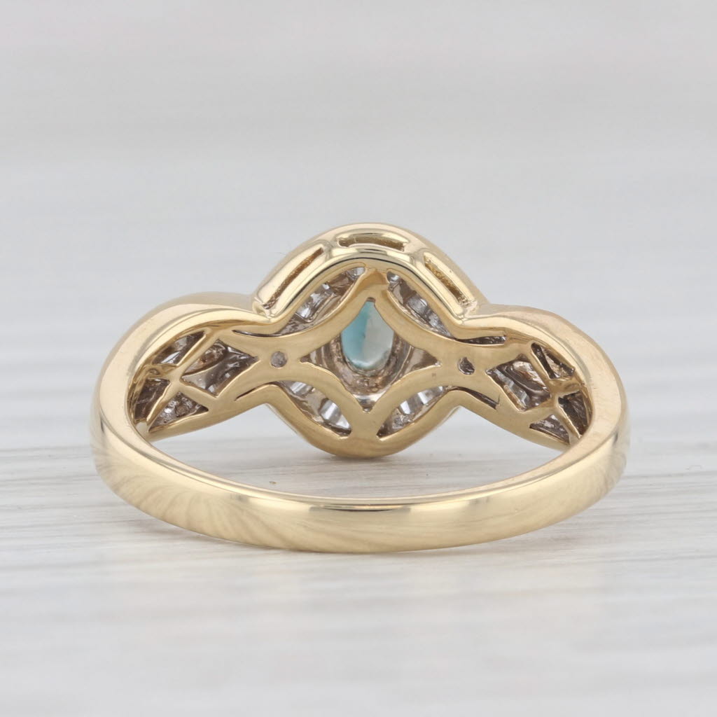 Light Gray 0.42ctw Teal Alexandrite Diamond Knot Ring 18k Yellow Gold Size 7 Engagement